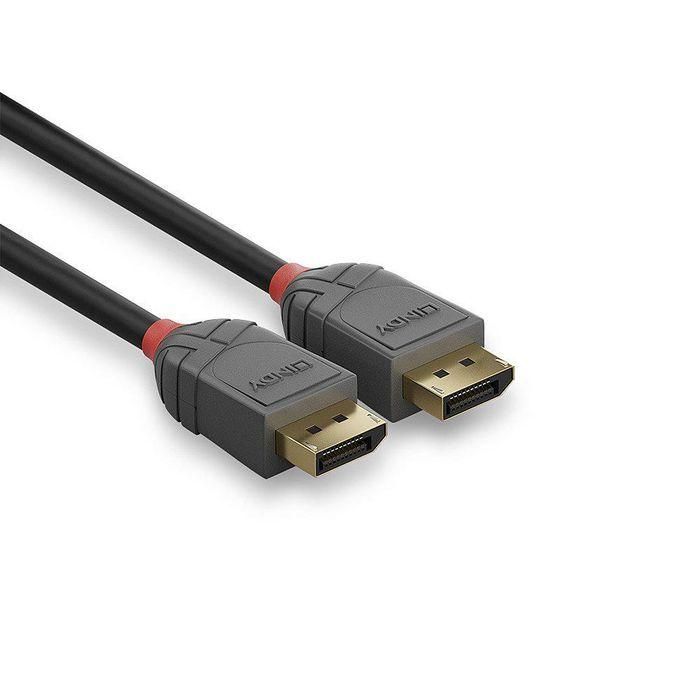 Lindy DisplayPort 1.4 Anthra Line Cable 5m para Instalaciones AV IT, Soporta 4K 4096x2160@120Hz, Contactos Oro 24K, 28AWG, Triple Apantallamiento 2