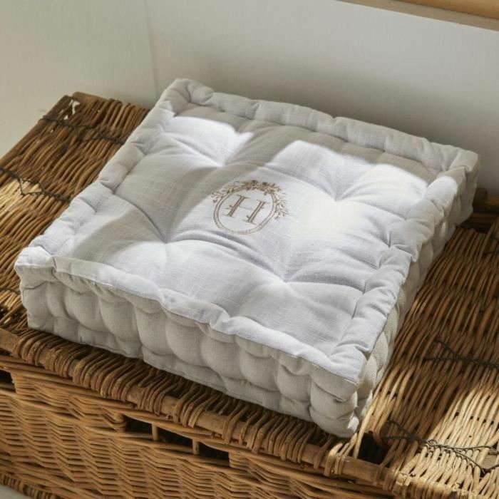 Today TOD1700239448367 Cojín de suelo CHARME Slub Chambray Bordado Berenice 40x40x10 cm 3