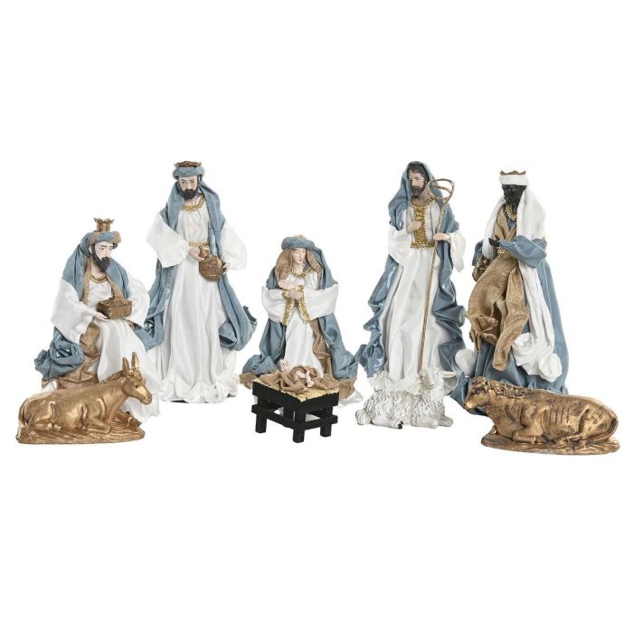 DKD Home Decor Nacimiento Navidad Moderna Azul Blanco Set de 9 piezas de Poliester 15 x 30 x 20 cm 1 DKD Home Decor Nacimiento Navidad Moderna Azul Blanco Set de 9 piezas de Poliester 15 x 30 x 20 cm 1