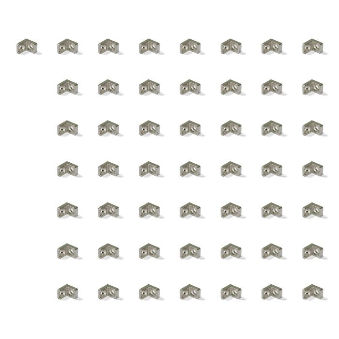 Emuca Lote de 50 escuadras de unión para muebles, 20.5x20.7mm, 2 agujeros, Zamak, Niquelado