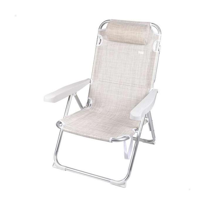 Silla playa alta plegable aluminio blanca 48x60x90 cm con cojin y asa. 1 Silla playa alta plegable aluminio blanca 48x60x90 cm con cojin y asa. 1