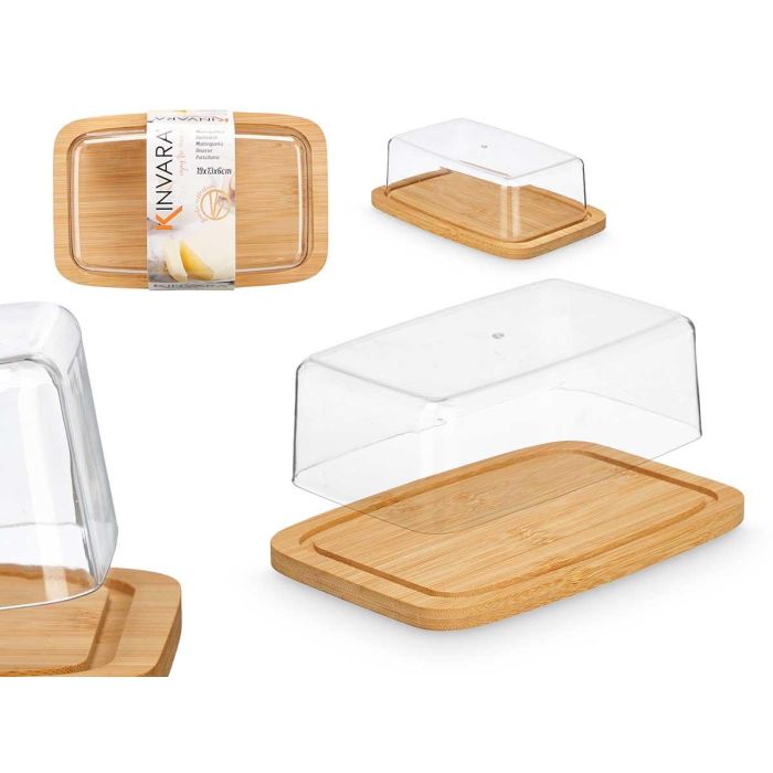 Mantequillera de Bambú Kinvara 19x6x12.6 cm - Madera y Plástico (PS) (12 Unidades) Mantequillera de Bambú Kinvara 19x6x12.6 cm - Madera y Plástico (PS) (12 Unidades)