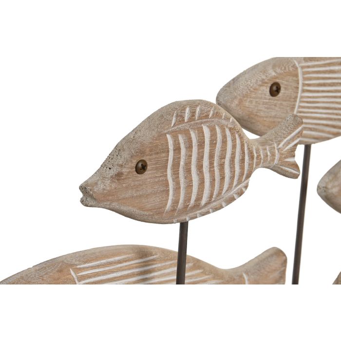 DKD Home Decor Figura Decorativa Atlántico, Escultura de Peces Marinos de Madera Paulownia, Marrón Claro, 8 x 27 x 51 cm 1