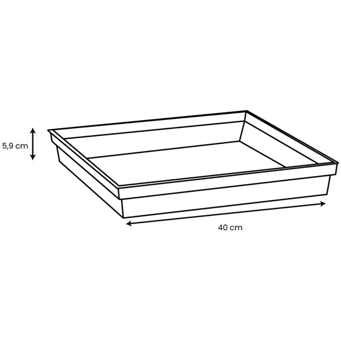 EDA Platillo Cuadrado Toscana para Maceta 50 cm, 40 x 40 x 5.9 cm, Terracota Naranja, Ref. 013648
