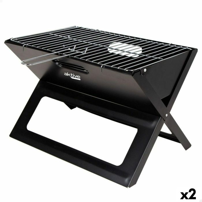 Barbacoa Portátil Aktive Negro Acero Hierro 45 x 30 x 29 cm Barbacoa Portátil Aktive Negro Acero Hierro 45 x 30 x 29 cm