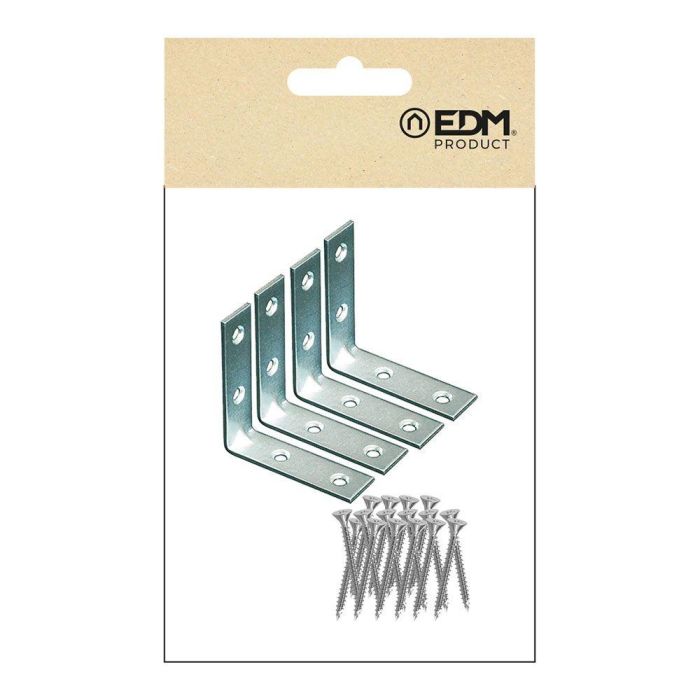 Edm Ángulo Refuerzo An02 Acero Zincado 30 x 30 x 15 mm 4 Unidades Tornillería Incluida 1