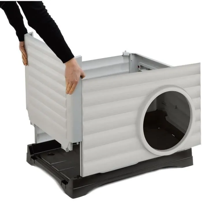 Ferplast PETVILLA 50 Casa para Mascotas, 38.5 x 43 x 38.5 cm, Blanco / Gris 1