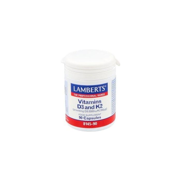 LAMBERTS Vitamina D3 2000 UI + K2 90 mcg 90 Cápsulas Natural MK-7, apto para vegetarianos