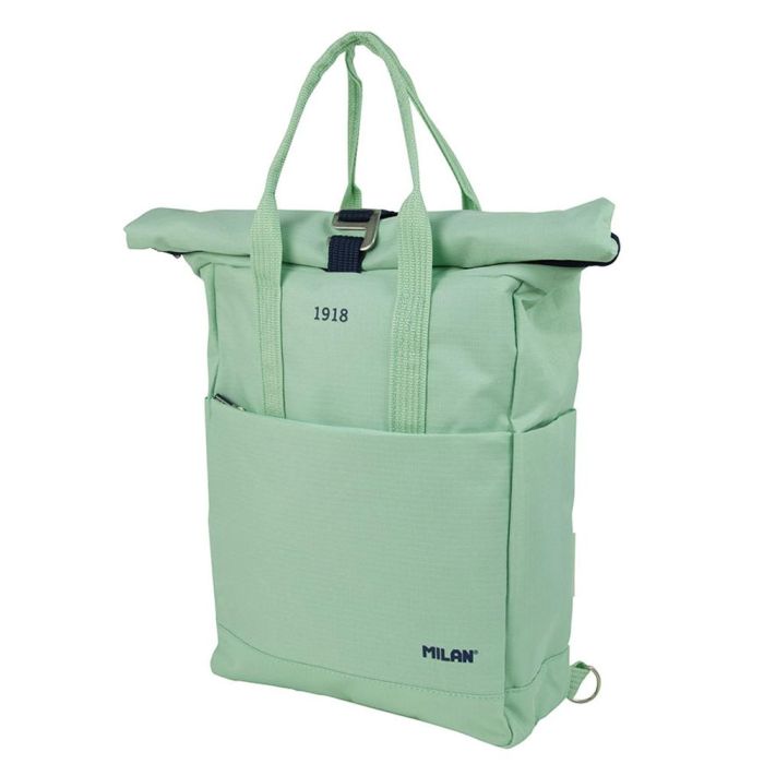 Milan Mochila Urbana con Cierre Superior Enrollable, Serie 1918, Verde - Capacidad 10L, Diseño Resistente 0 Milan Mochila Urbana con Cierre Superior Enrollable, Serie 1918, Verde - Capacidad 10L, Diseño Resistente 0