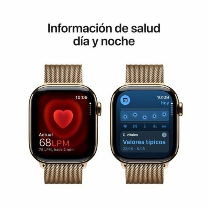 Apple Watch Series 10 GPS + Cellular 42mm Titanio Dorado con Pulsera Milanese Loop Acero Inoxidable Oro 64GB 12 Apple Watch Series 10 GPS + Cellular 42mm Titanio Dorado con Pulsera Milanese Loop Acero Inoxidable Oro 64GB 12
