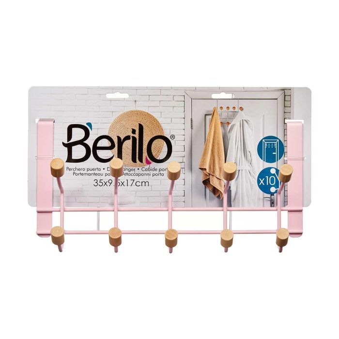Percha Metal 10 Ganchos Madera Rosa Berilo 35X17CM (6 Unidades) 1 Percha Metal 10 Ganchos Madera Rosa Berilo 35X17CM (6 Unidades) 1