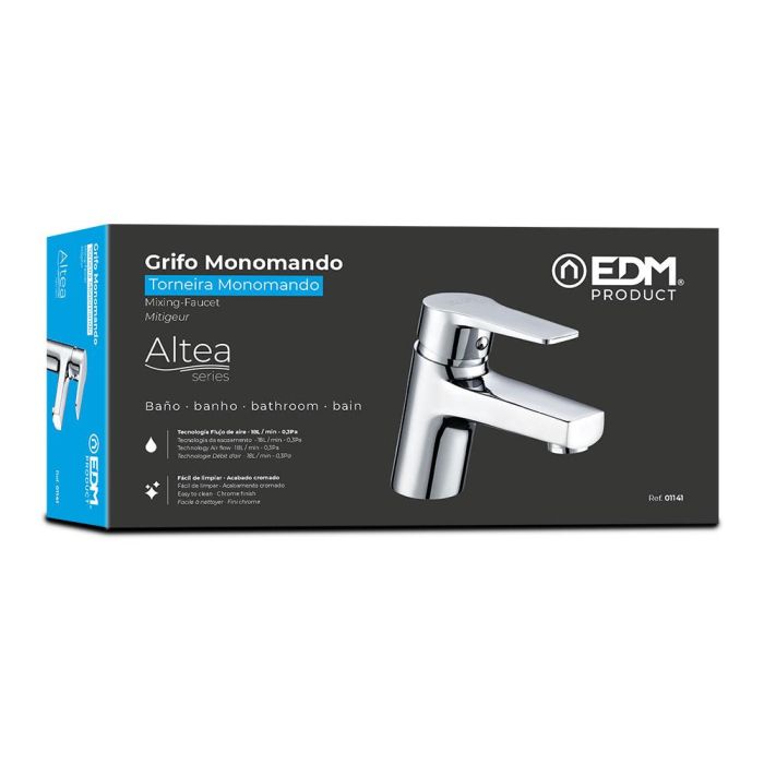 Edm Grifo monomando de lavabo serie Altea, cromado, cuerpo de latón con mango de zinc, cartucho cerámico, ref.01189/01660/01668 2 Edm Grifo monomando de lavabo serie Altea, cromado, cuerpo de latón con mango de zinc, cartucho cerámico, ref.01189/01660/01668 2