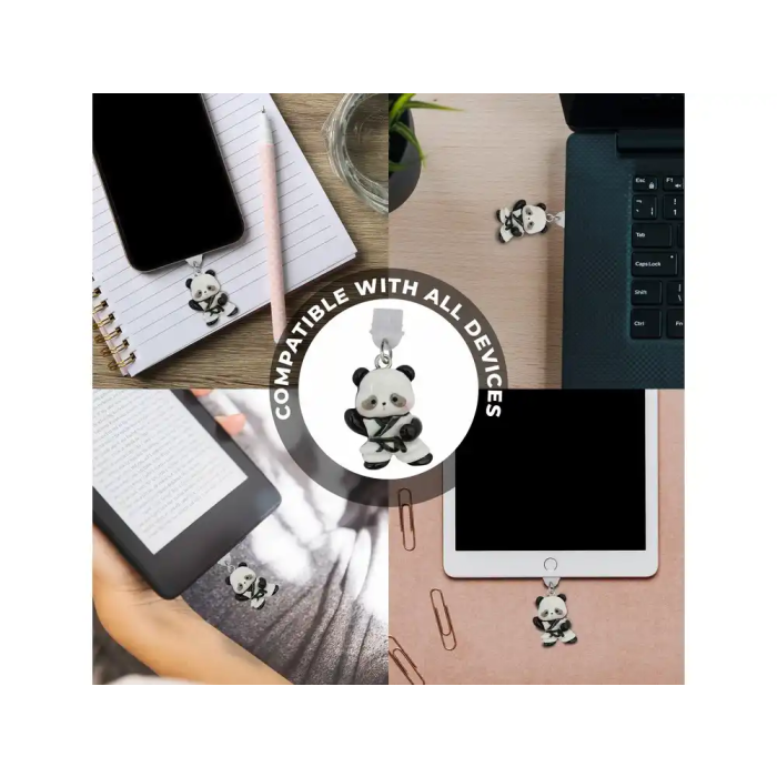 Wondee Charm Protector Funny Tipo C Panda para Conector USB-C - Tapón Decorativo Anti Polvo para Móvil