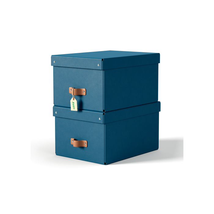 Leitz 61490068 - Pack 2 Cajas de Almacenamiento Cartón Mediana Azul A4 con Tapa y Asa - 17L 0 Leitz 61490068 - Pack 2 Cajas de Almacenamiento Cartón Mediana Azul A4 con Tapa y Asa - 17L 0