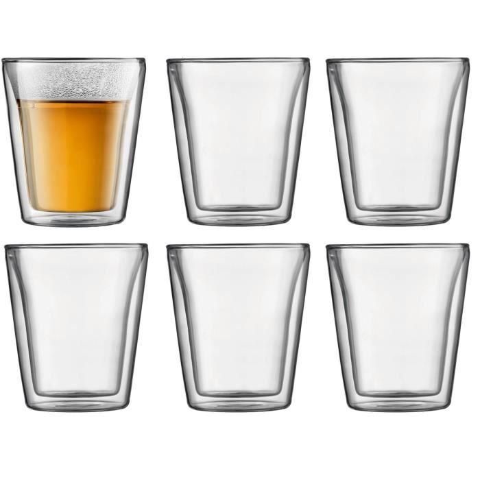 Bodum Canteen Set de 6 vasos de doble pared, 0.2 l, Transparente Bodum Canteen Set de 6 vasos de doble pared, 0.2 l, Transparente