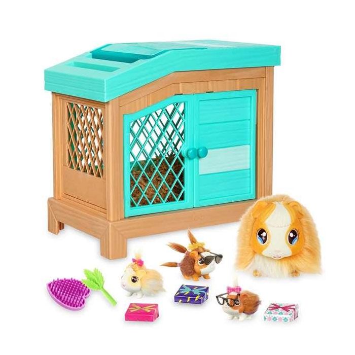 Little Live Pets Cobaya Mamá Interactiva con Casa de Lujo, +20 Sonidos y 3 Crías Bebés Sorpresa Recién Nacidas 33 cm