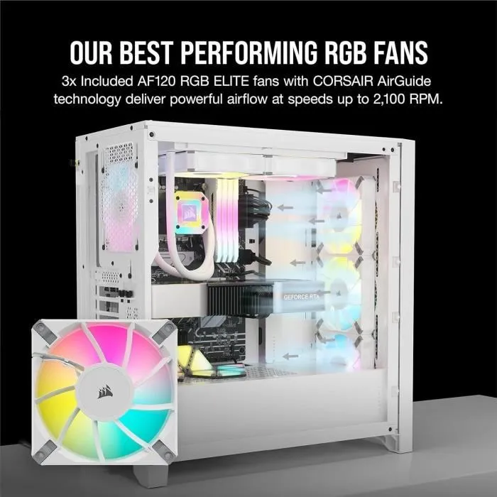 Corsair ICUE 4000D RGB Airflow CC9011241WW Torre Central con 3 AF120 RGB Elite Fans Blancos 4