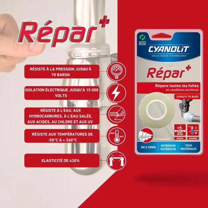 Cyanolit CYA3045203000744 Cinta de Silicona Autoadhesiva Impermeable Resistente a Temperaturas Extremas 3