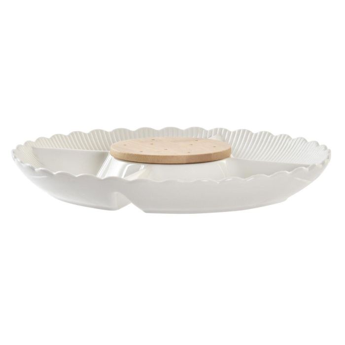 Bandeja Basicos DKD Home Decor Blanco Natural 25.5 x 3 x 25.5 cm