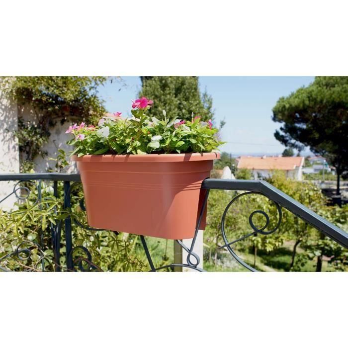 ARTEVASI Jardiniere para balcón Venezia - 30 x 60 x H 27 cm - 18 L - Gris antracita 1