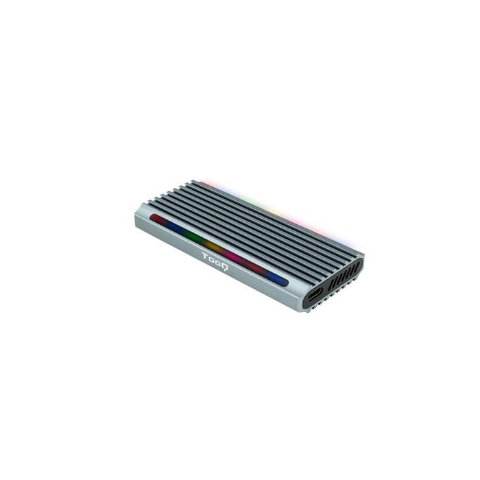 TooQ TQE-2221G Caja Externa M.2 NVMe/NGFF SSD USB 3.1 Gen2 10Gbps Sin Tornillos RGB Gris Aluminio Compatible 2230/2242/2260/2280