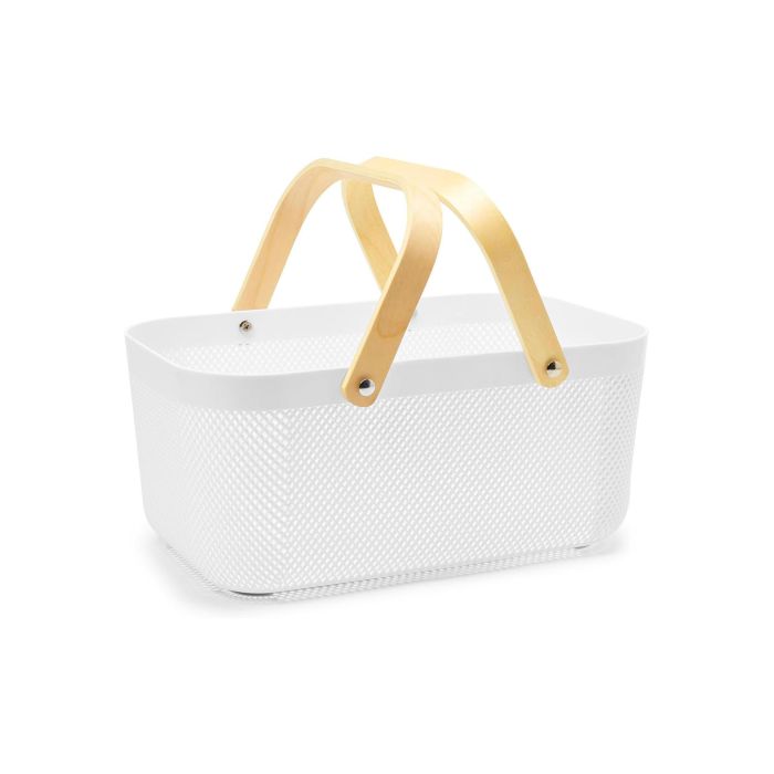 Confortime Cesta Organizadora Rectangular de Plástico con Asa de Madera 41.4 x 26.9 x 17.8 cm 9 Confortime Cesta Organizadora Rectangular de Plástico con Asa de Madera 41.4 x 26.9 x 17.8 cm 9