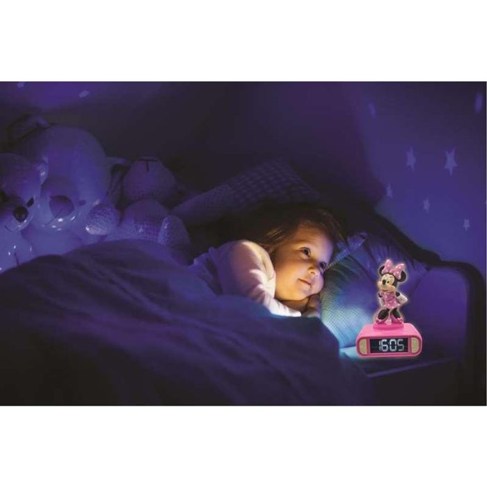 Lexibook Despertador Digital con Luz Nocturna 3D de Minnie y Efectos de Sonido 5
