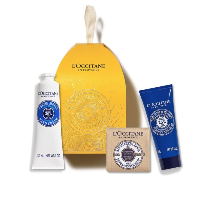 L'Occitane En Provence KARITE Crema Corporal Ultra Nutritiva Set 3 piezas: Crema Corporal, Crema de Manos y Jabón, 95% Natural