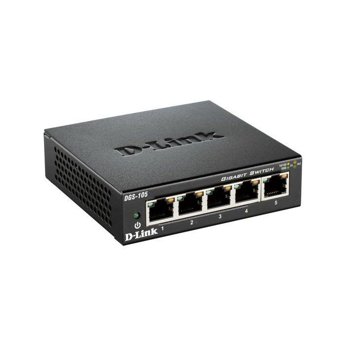 D-Link DGS-105GL Switch de Red Gigabit Ethernet 5 Puertos, 10 Gbps, Plug & Play, Metálico, Silencioso y Eficiente 2