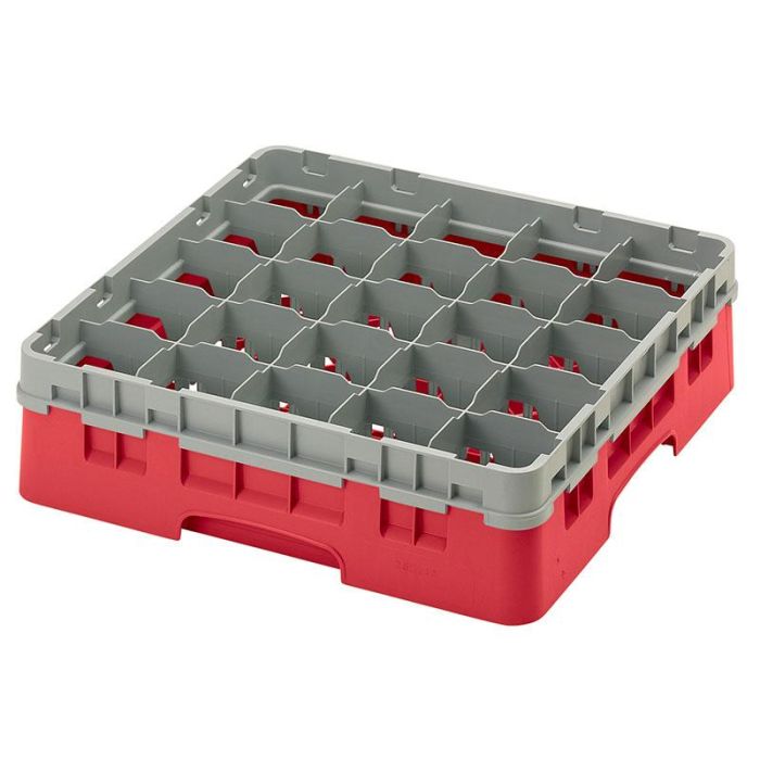 CAMBRO - 25S418-163 - Cesta de lavado 25 comp. 1 altura - 8,7 cm Ø máx. - alt. máx. 11,8cm - 50 x 50 x 14,3 cm - Rojo