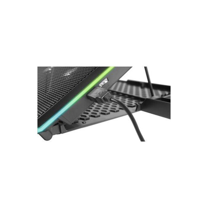 Mars Gaming MNBC13 Base Refrigeradora Stand para Portátiles hasta 17" con 13 Ventiladores RGB, Pantalla LCD, 8 Niveles Ajustables, Soporte Móvil y 2 USB 3