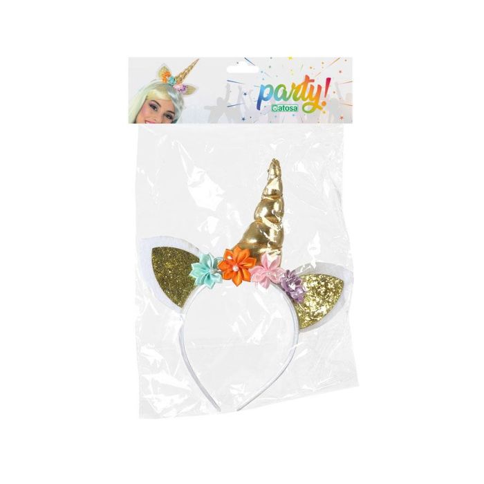 Diadema Carnaval Unicornio Fantasía Mujer Adulto Dorada con Flores y Orejas para Disfraz 1 Diadema Carnaval Unicornio Fantasía Mujer Adulto Dorada con Flores y Orejas para Disfraz 1