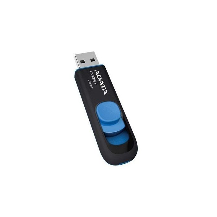 ADATA DashDrive UV128 32GB USB 3.0 de Alta Velocidad (hasta 40MB/s), Pendrive Retráctil sin Tapa, con Cuerpo Antihuellas y Duradero