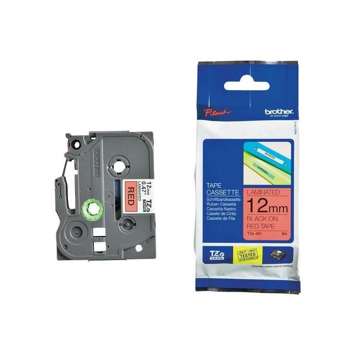 BROTHER Cinta laminada rojo/negro 12mm