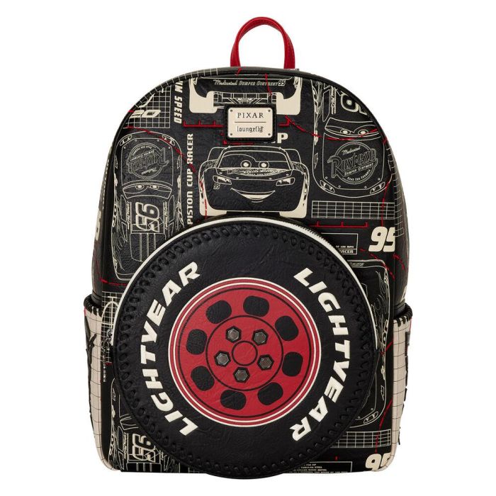 Loungefly Mochila McQueen Cars Disney Pixar 43cm - Cuero Sintético, Correas Ajustables, Detalles Bordados 0 Loungefly Mochila McQueen Cars Disney Pixar 43cm - Cuero Sintético, Correas Ajustables, Detalles Bordados 0