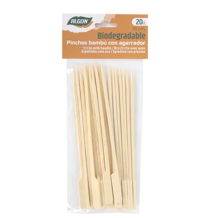 Set de 20 pinchos de bambú agarrador 18 cm Algon (24 Cajas) 1 Set de 20 pinchos de bambú agarrador 18 cm Algon (24 Cajas) 1
