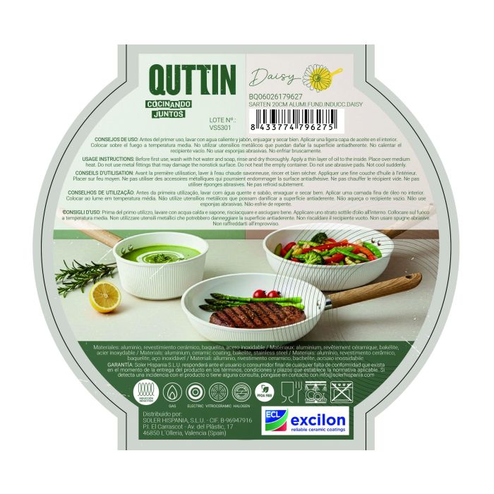 Quttin Sarten 20 cm Aluminio Fundido Induccion Daisy (6 Unidades) 12