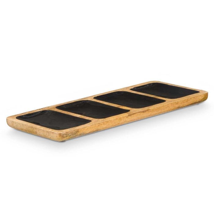 Bandeja Rectangular 4 Espacios Madera Mango Negro Giftdecor 46x17x3 cm (6 Unidades) 1 Bandeja Rectangular 4 Espacios Madera Mango Negro Giftdecor 46x17x3 cm (6 Unidades) 1