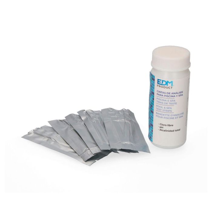 Edm Tiras reactivas test cloro ph alcalinidad 50 tiras 2 Edm Tiras reactivas test cloro ph alcalinidad 50 tiras 2
