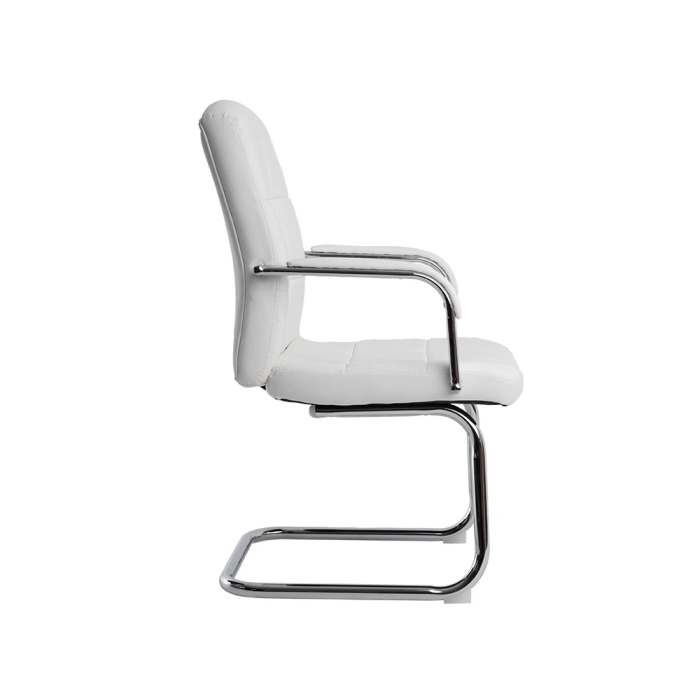 Q-connect Silla de Escritorio Pia Ve Simil Piel Blanca, Base Metálica, Uso Dirección, Dimensiones 1050x610x680mm 2
