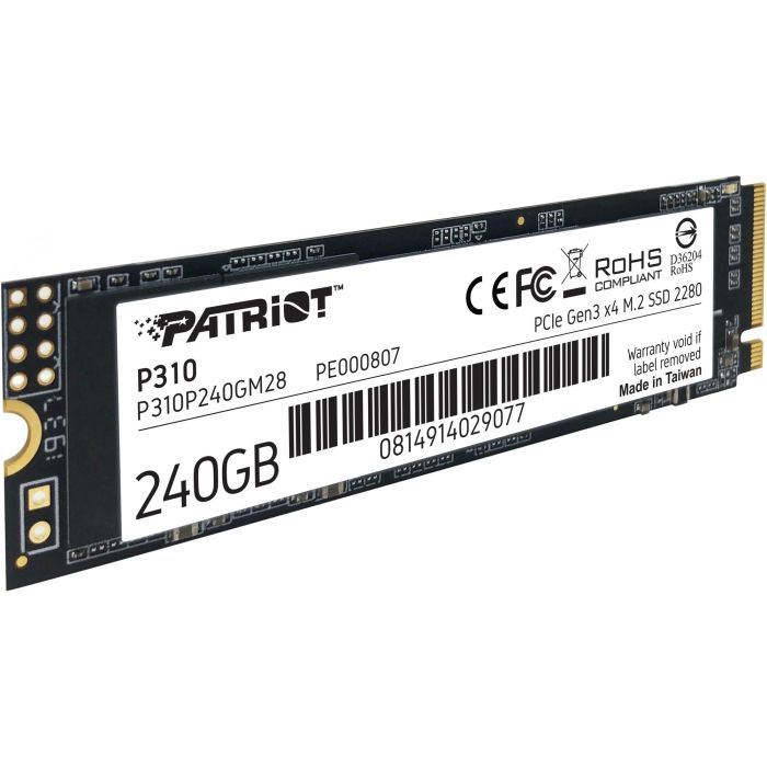Patriot SSD M.2 P310 240 GB PCIe 3.0 x4 NVMe 1.3 2280 Velocidad Lectura 1700 MB/s 3