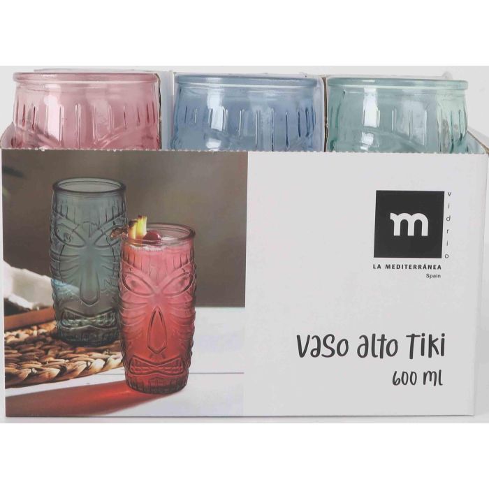 La Mediterranea Vaso Alto Tiki 600 ml Colores (24 Unidades) 1