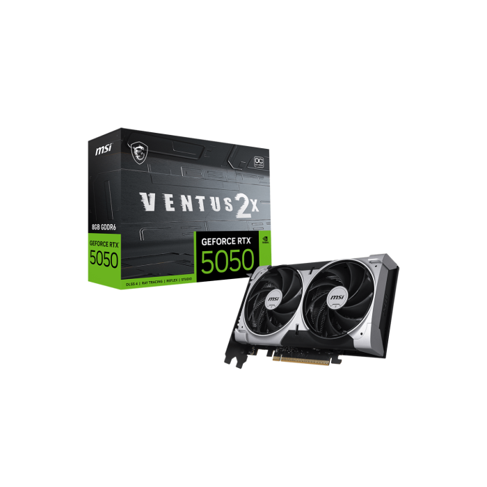 MSI 912-V538-002 GeForce RTX 5050 VENTUS 2X OC Tarjeta Gráfica Gaming 8GB GDDR6 PCIe 5.0 Doble Ventilador
