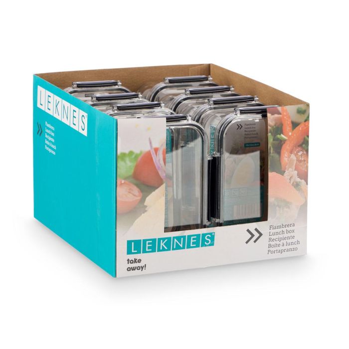 Fiambrera Rectangular Hermetica Negra 650Ml Leknes 18X7CM (24 Unidades) 2 Fiambrera Rectangular Hermetica Negra 650Ml Leknes 18X7CM (24 Unidades) 2