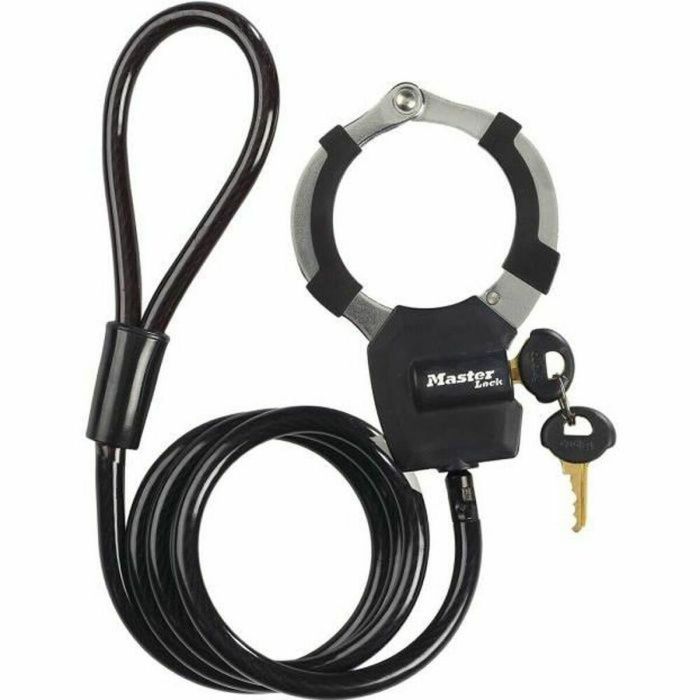 Master Lock 8275EURDPRO Cable antirrobo con esposas de 1 m x 8 mm, acero trenzado de vinilo para bicicletas y patinetes