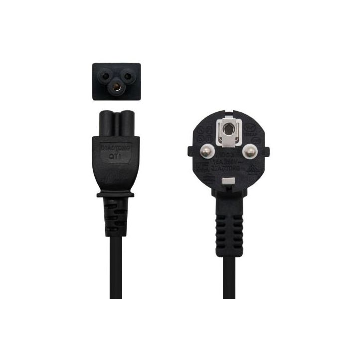 NANOCABLE Cable alim. trebol, CEE7 acodado/M-C5/H, 3 m 1