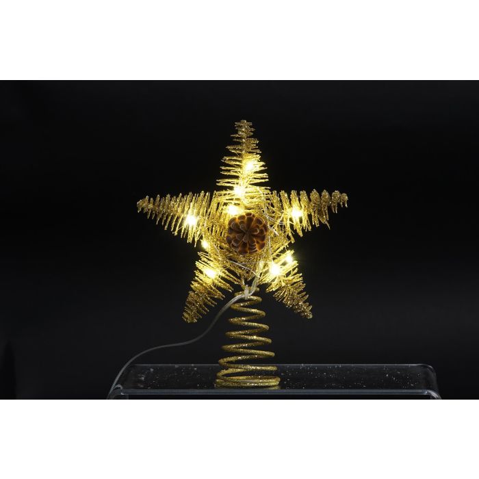 DKD Home Decor Estrella de Navidad Alpina con LED Dorado, 18x5x20 cm, para Árbol, Funciona con Pilas AA (Pack de 6 Unidades) 1 DKD Home Decor Estrella de Navidad Alpina con LED Dorado, 18x5x20 cm, para Árbol, Funciona con Pilas AA (Pack de 6 Unidades) 1