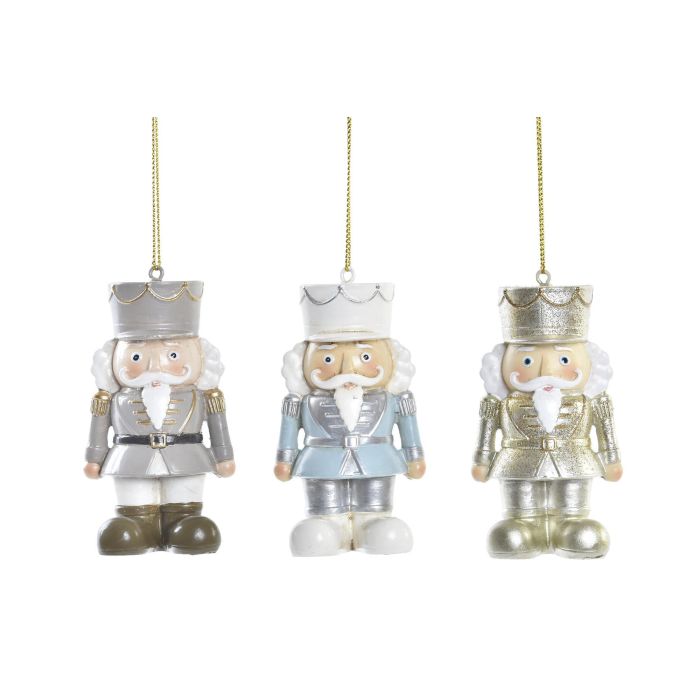 DKD Home Decor Adorno Colgante Navideño Moderno de Resina Colores Surtidos: Azul, Dorado, Gris, Blanco 4x8.5x4.5cm (12 Unidades)