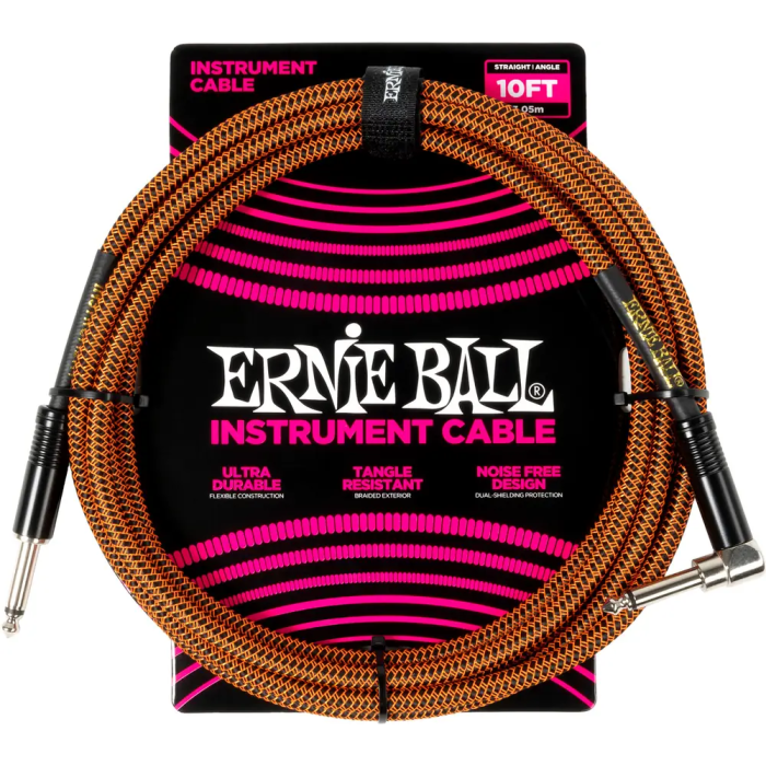 Ernieball Cable para Instrumento Trenzado Jack-Jack SA 3 Metros Naranja/Negro 0 Ernieball Cable para Instrumento Trenzado Jack-Jack SA 3 Metros Naranja/Negro 0