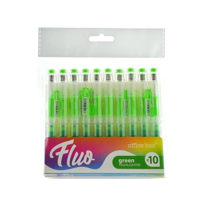 Office Box Marcador Fluorescente Fluo Recargable Verde Pack 10 Ud